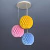Set of 3 Colorful Round Origami Pendant lampshades