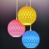 Set of 3 Colorful Round Origami Pendant lampshades