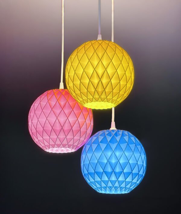 Set of 3 Colorful Round Origami Pendant lampshades