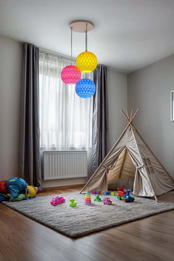 Set of 3 Colorful Round Origami Pendant lampshades