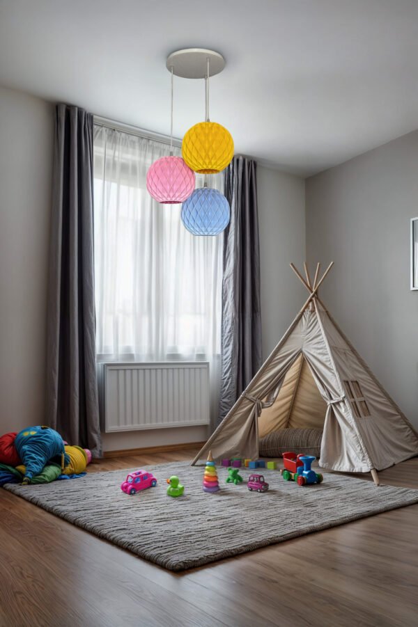 Set of 3 Colorful Round Origami Pendant lampshades