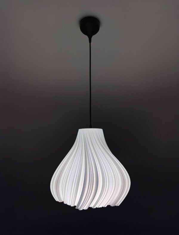 "Jelly in Wihte Silk" - Wavy Pendant Lampshade
