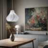 "Jelly in Wihte Silk" - Wavy Pendant Lampshade