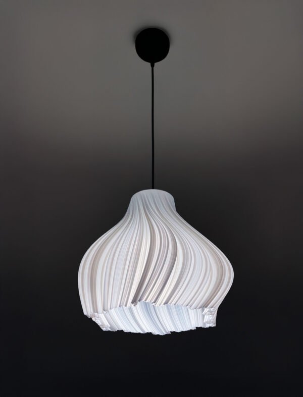 "Jelly in Wihte Silk" - Wavy Pendant Lampshade