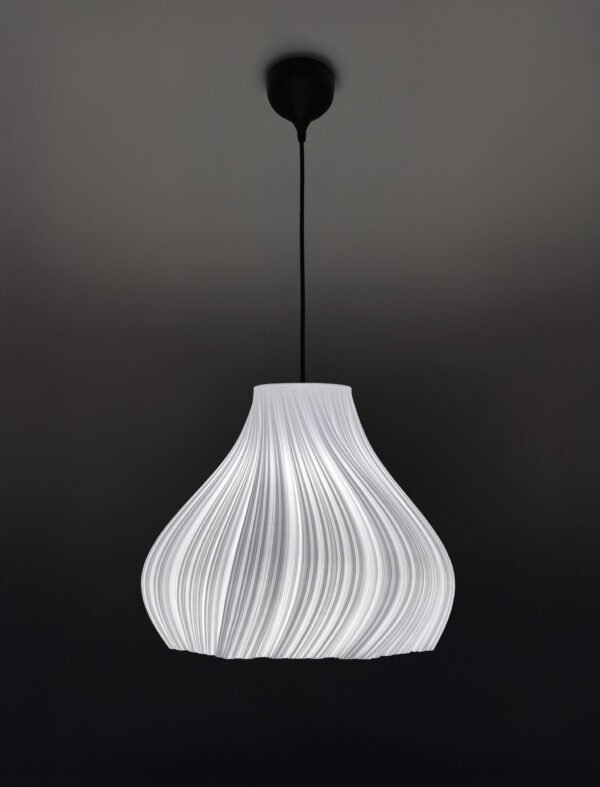 "Jelly in Wihte Silk" - Wavy Pendant Lampshade
