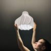 "Jelly in Wihte Silk" - Wavy Pendant Lampshade