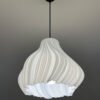 JELLY Pure White Pendant Lampshade with light on bottom view JELLY Wavy Pure White Pendant Lampshade