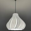 JELLY Pure White Pendant Lampshade with light on side view JELLY Wavy Pure White Pendant Lampshade