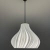 JELLY Pure White Pendant Lampshade with light on side view2 JELLY Wavy Pure White Pendant Lampshade