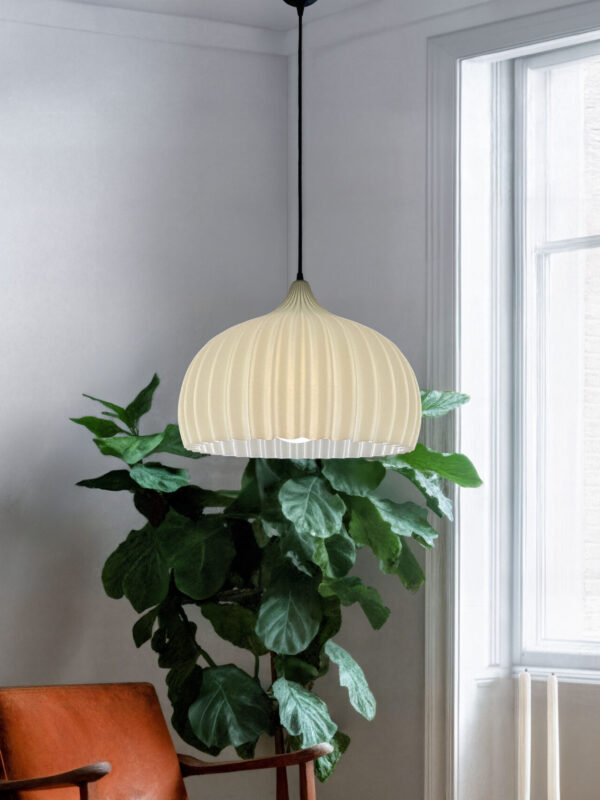 "Lokk in beige" Cream Dome Ribbed Lamp Shade