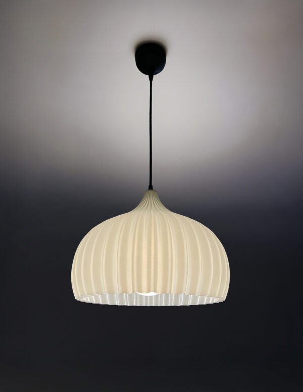 "Lokk in beige" Cream Dome Ribbed Lamp Shade