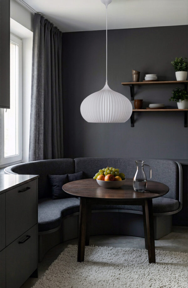 ONION Pure White Pendant Lampshade Kitchen Person holding a white pendant lamp.