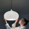 ONION Pure White Pendant Lampshade in hands White pendant lamp with ribbed design