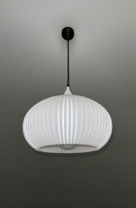 Modern kitchen with white pendant lamp