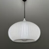 ONION Pure White Pendant Lampshade with light off bottom view Modern kitchen with white pendant lamp