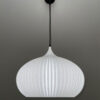 ONION Pure White Pendant Lampshade with light off front view ONION Pure White Pendant Light Shade