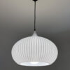 ONION Pure White Pendant Lampshade with light on side view+ ONION Pure White Pendant Light Shade