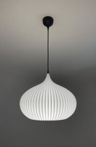 Elegant white pendant lamp hanging down