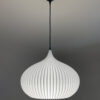 ONION Pure White Pendant Lampshade with light on up view+ Elegant white pendant lamp hanging down