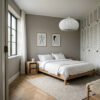 ONION Pure White Pendant Light Shade Bedroom Minimalist bedroom with wooden accents with white pendant lamp