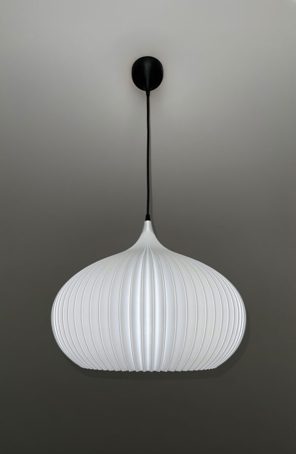 ONION Pure White Pendant with light off side view ONION Pure White Pendant Light Shade