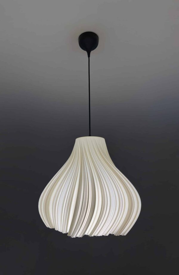 Elegant ivory pendant light fixture.