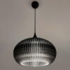 Black Minimalist Pendant Light Shade with light on bottom view