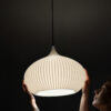 Elegant pendant light over kitchen table.