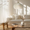 Elegant kitchen with soft ivory pendants