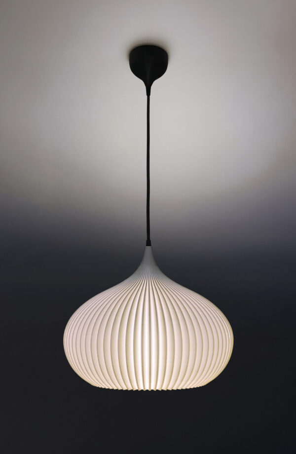 Elegant ivory pendant light fixture.