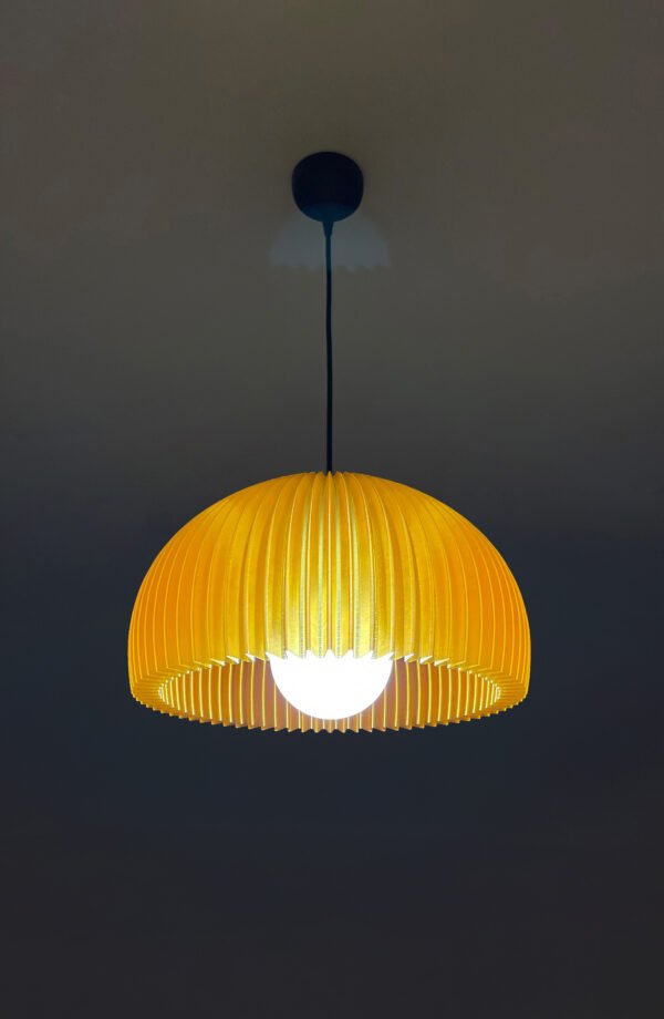 DOME Warm Amber Pendant Lamp Shade With Light On DOME Warm Amber Pendant Lamp Shade