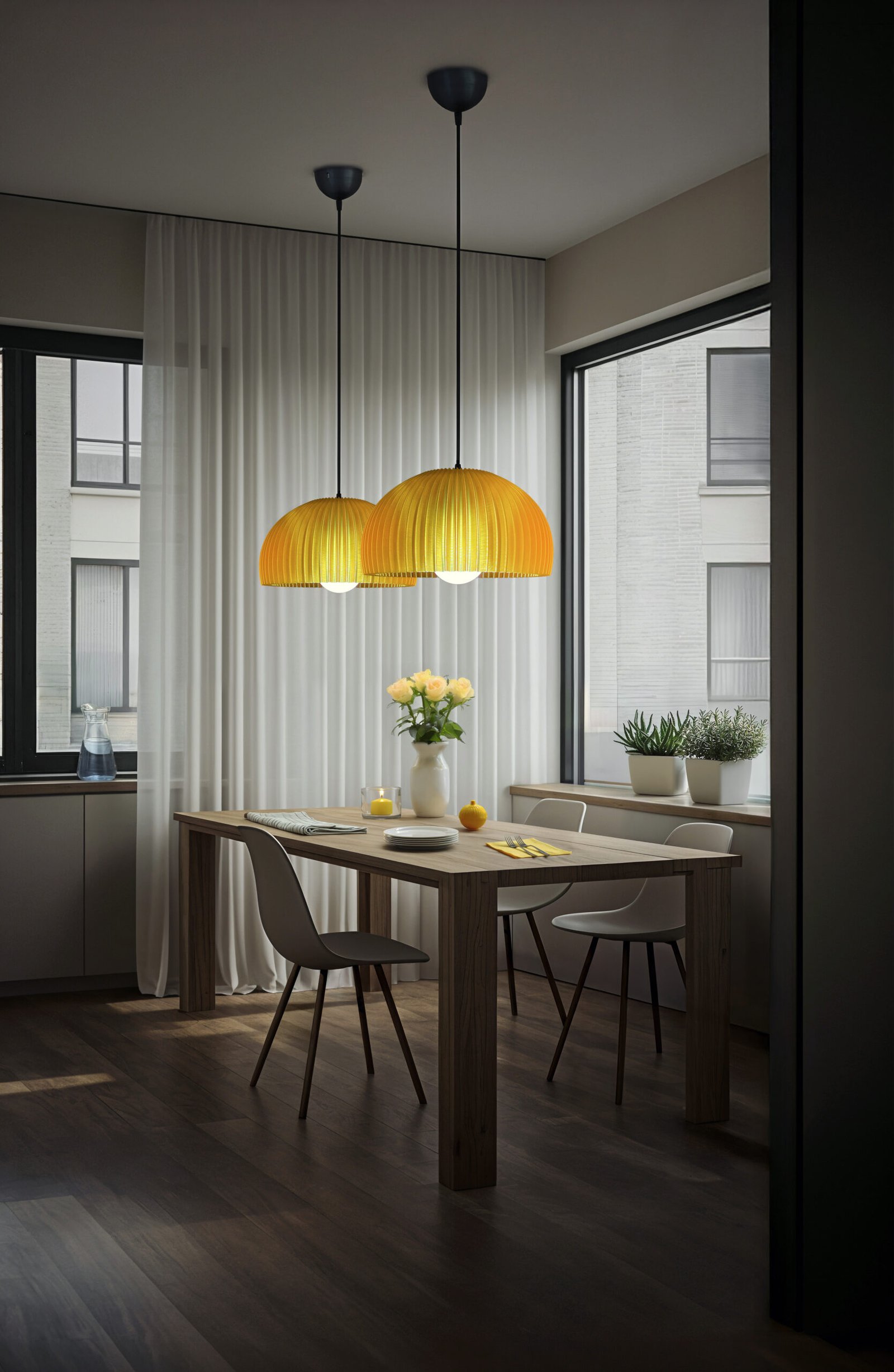 DOME Warm Amber Pendant Lamp Shade in the kitchen+ DOME Warm Amber Pendant Lamp Shade
