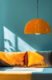 DOME Warm Amber Pendant Lamp Shade in the living room DOME Warm Amber Pendant Lamp Shade over sofa