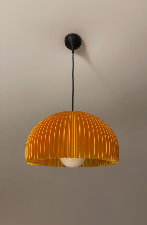DOME Warm Amber Pendant Lamp Shade with light off bottom view DOME Warm Amber Pendant Lamp Shade