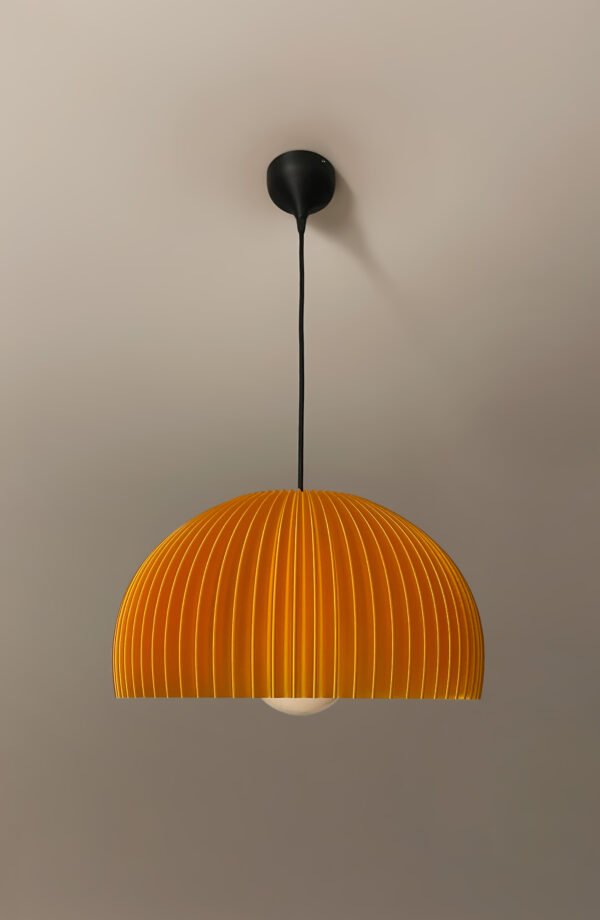 DOME Warm Amber Pendant Lamp Shade with light off side view DOME Warm Amber Pendant Lamp Shade