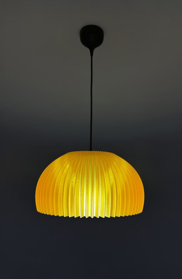 DOME Warm Amber Pendant Lamp Shade with light on Up view DOME Warm Amber Pendant Lamp Shade